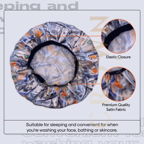 Silky Design Bonnet with Elastic Soft Band, Hair Braid Adjustable Women and Men Bonnets for Sleeping, Comfortable Satin Fabric Bonnet (Mney N)