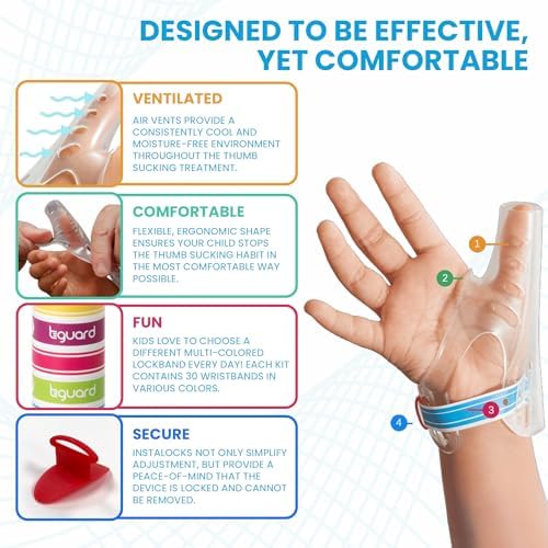 AeroThumb Stopper Kit – Thumb Sucking, Biting & Licking Deterrent for Babies to Toddlers – Thumb Sucking Guard for Bad Habit Prevention & Treatment – Small (Ages 4 & Under, Less Than 40 lbs.)
