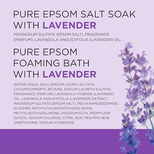 Dr Teal's Pure Epsom Magnesium Salt Soak and Foaming Bath, Soothe & Sleep with Lavender Essential Oils, Duo Pack