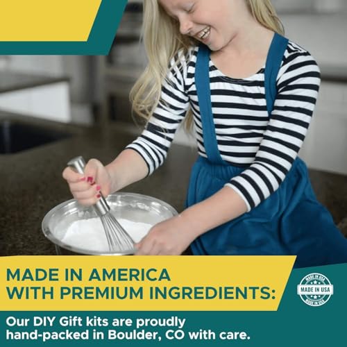 DIY Gift Kits Bath Bomb Making Kit for Kids, Make 12 All Natural Bath Bombs at Home, Made in The USA, 100% Pure, 7 Essential Oils, Epsom Salts, Cupcake Mold Liners, Recipes, Gift Box Included