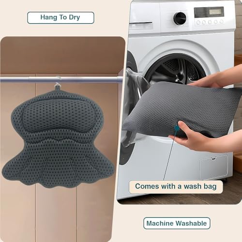 Bath Pillow for Tub – Bath Pillow Luxury Spa Bathtub Pillow with 6 Suction Cups, Soft Neck and Head Support, Washable Full Body Tub Cushion for Women & Men, Relaxing Bath Accessories Spa Gifts