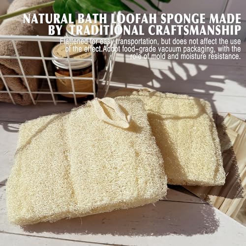 Natural Shower Loofah Sponge, Bath Exfoliating Loofa Body Scrubber, 5.5 “Soft and Easy Foaming Spa Lufa Sponges (3 Pack)