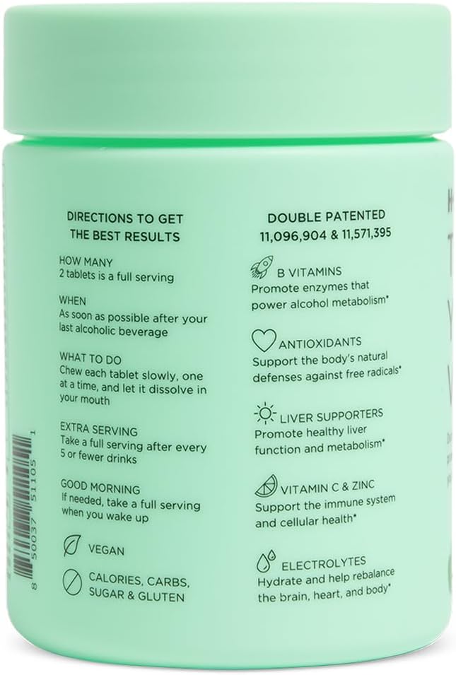 The Anytime You Drink Vitamin, Liver Health & Immunity Support with Electrolytes, Milk Thistle, and Vitamins B & C - 40 Chewable Tablets (20 Servings), Vegan, Black Cherry