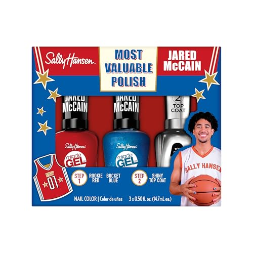 Sally Hansen Miracle Gel™ x Jared McCain, Trio Set, Long Lasting, Gel-Like Formula, No UV Lamp Needed, Blue and Red Nail Polish