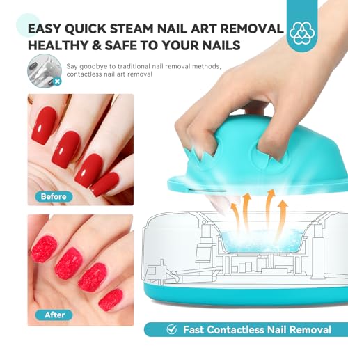 SAVILAND Pro Steam Nail Polish Remover: Nail Soaking Bowl Automatic Heating Gel & Acrylic Removal System for Salon & Home Use