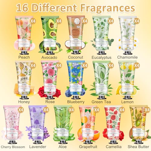 64 Pack Moisturizing Hand Cream Set For Women, Bulk Hand Lotion Travel Size for Dry Cracked Hands, Mini Hand Cream for Mom Gifts, Teacher Gifts, Thank You Gifts and Small Gifts for Women