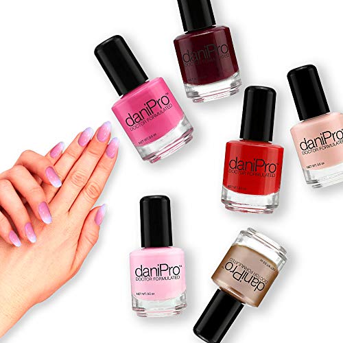 daniPro Doctor Formulated Hot Pink Nail Polish - Fingernail Polish & Toenail Polish, 0.5 oz with Undecylenic Acid, Biotin & Vitamins - Vegan Formula for Healthy Nails - Manufactured in the USA