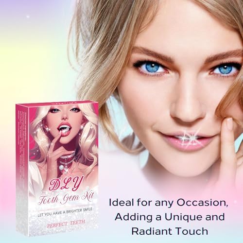 Fiorland DIY Tooth Jewelry Kit – 2025 New Sparkling Crystal Gems Starter Set for Teeth Decoration, Easy at-Home Smile Bling Accessory Kit