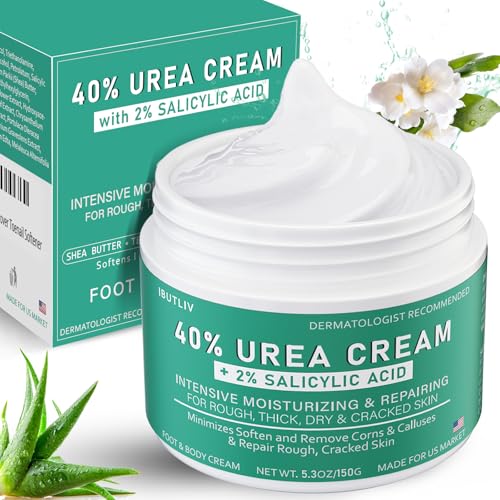 Urea Cream 40 Percent For Feet Maximum Strength - plus Salicylic Acid 2% Foot Cream For Dry Cracked Heels Feet Knees - Dead Skin Cuticle Callus Remover Toenail Softener