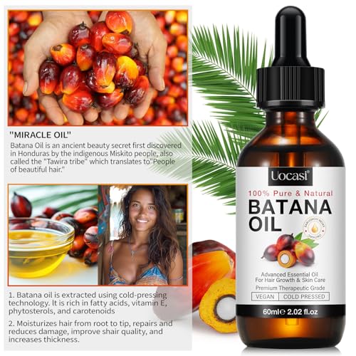 Batana Oil for Hair Growth - 2 Pack, Raw Unrefined Batana Oil,100% Pure Natural Stimulation for Hair Growth, Thickens Strands, Prevent Dry Hair & Hair Loss, 4.04 Oz