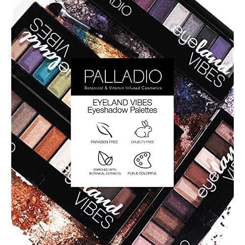Palladio Eyeland Vibes, Escape to the Tropics, 10 Count Eyeshadow Palette, Seductive Nudes to Vibrant Hues, Complimentary Shades, Day and Night Looks, Rich Pigment, California Sunset