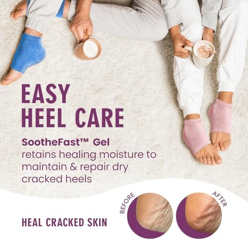 Dr. Frederick's Original Moisturizing Fuzzy Heel Socks - 2 Pairs - Cozy Gel-Lined Sleep Socks for Women & Men - Soothes Dry, Cracked Feet - Heel Repair - Relaxing Rose