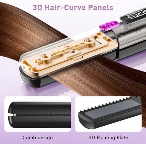 Hair Straightener,Cordless Rechargeable Flat Iron (LCD),Cordless Hair Straightener 4500mAh,Portable Travel Straightener and Curler 2 in 1,Mini Ceramic Curling Iron,USB Rechargeable Hot Tools
