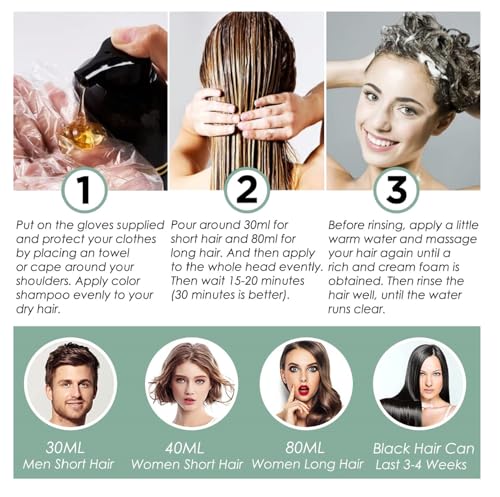 TSSPLUS Black Hair Dye Shampoo, 500ml - Organic Natural Hair Color Dye Shampoo for Women & Men, Instant Gray White Hair Cover, Plant Essence, Semi-Permanent