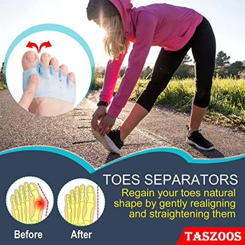 Toe Separators, (3 Pairs, Blue)Toe Spacers, With Soft & Breathable Metatarsal Pads, For Straighten Overlapping Toes, Realign Crooked Toes, Hammer Toe, Calluses, Bunions, Effectively Pain Relief