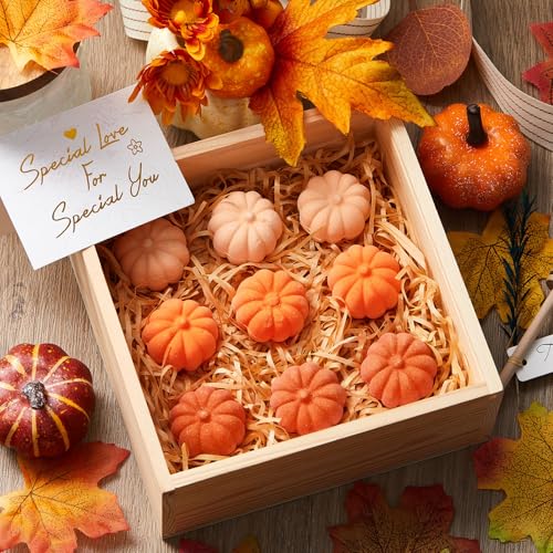 Lounsweer 24 Pcs Little Pumpkin Baby Shower Favors Thanksgiving Fall Pumpkin Bath Bombs Bridal Shower Party Favors with Gift Tags and Organza Bag for Wedding Gift Thanksgiving Decor