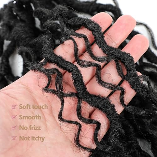 8 Packs Goddess Locs Crochet Hair for Black Women 18 Inch, Pre-looped Faux Locs with Curly Ends Long River Crochet Hair for Black Women Hair Extensions(1B,18 Inch)