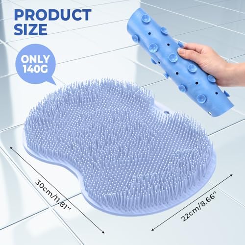Shower Foot and Back Scrubber Mat,Body Scrubber,Wall Mounted Shower Foot Scrubber with Suction Cups,Exfoliating Silicone Massage Foot Cleaner for Shower (Dark Gray)