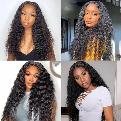 Deep Wave Human Hair Bundles - 20/22/24 Inch Deep Curly Brazilian Virgin Wet & Wavy Bundles - 3 Pack 12A Human Hair Extensions