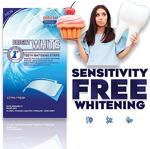 Lovely Smile Premium Line Teeth Whitening Strips - Enamel Safe - White Teeth in 1 Hour - No Slip and No Sensitivity - Dental Whitener Kit by Ray of Smile (28 Strips/Mint)