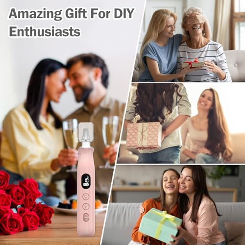 Cordless Electric Nail File Set, 10 Speeds Professional Manicure Pedicure Kit with LED Light, Portable Nail Drill for Natural & Acrylic Nails, Human & Pet Thick Toenails, w 120*Sanding Bands (Pink)