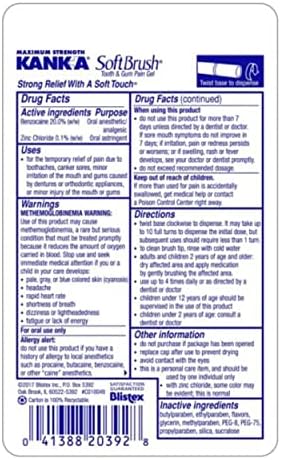 Kank-A Soft Brush Tooth & Gum Pain Gel - 0.07 oz, Pack of 5