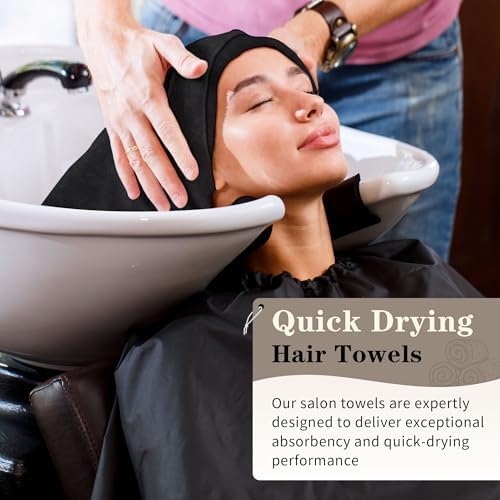 FIXSMITH Salon Towels 12 Pack, Black Hand Towels for Bathroom, Quick Dry Gym Towels, Spa Face Towel, Absorbent Microfiber Towels for Salon, Barber, Gym, Bath, Pedicure and Home Hair Care,16 x 27 in