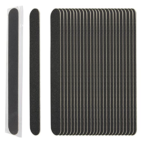ForPro Professional Collection Wood Nail File, Black, 180/180 Grit, Double-Sided Manicure & Pedicure Nail Files, 7” L x .75“ W, Individually-Wrapped, 100-Count