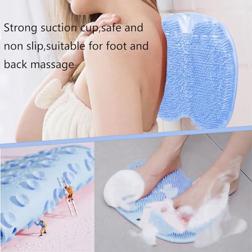 Shower Foot and Back Scrubber Mat,Wall Mounted Shower Foot Scrubber with Suction Cups,Exfoliating Silicone Massage Foot Cleaner for Shower(2pcs)