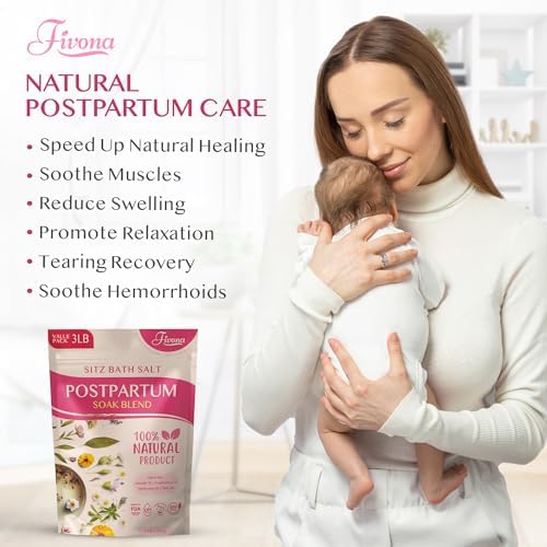FIVONA Postpartum Soak Blend 48oz - Sitz Bath Salt Natural Soaking Blend - Epsom Salt with Pure Essentials Oils for Soothing Postpartum Recovery, Large Value Pack, Perineal Care