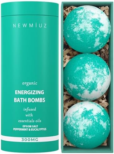 Menthol Fizzing Bath Bomb Eucalyptus Peppermint Epsom Salt Refreshing Bubble Spa with Essential Oil Infused Post Workout Sore Muscles Recovery Gift