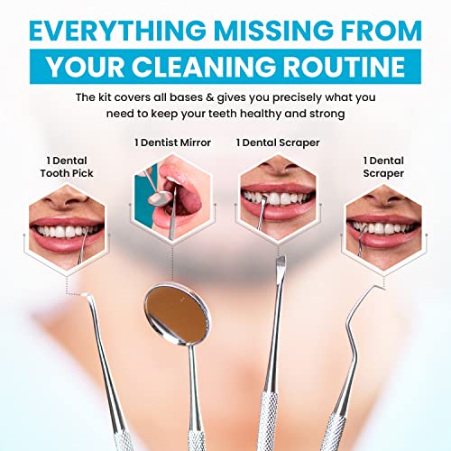 Dental Duty Dental Tools, Dental Pick for Teeth Cleaning Tools – Plaque Remover for Teeth with Teeth Cleaning Kit - Stainless Steel Dental Mirror for Teeth, Scraper and Scaler, (Aqua)