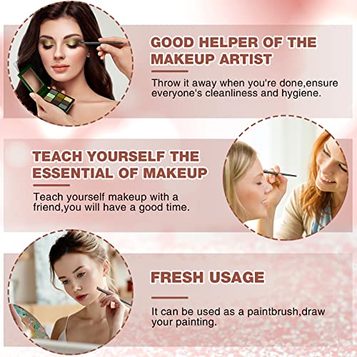 meekoo 150 Pcs Eyebrow Tint Disposable Angled Eyebrow Brushes Eyeliner Makeup Soft Cosmetic Blending Slanted Disposable Concealer Eyeshadow Brushes for Women Girl, Black