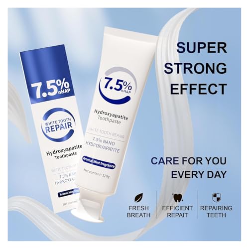 7.5% Hydroxyapatite Toothpaste， Hydroxyapatite Toothpastes for Enamel Protection and Tooth Strengthening, Repair and Protect Toothpaste 4.23oz (White*3PCS)