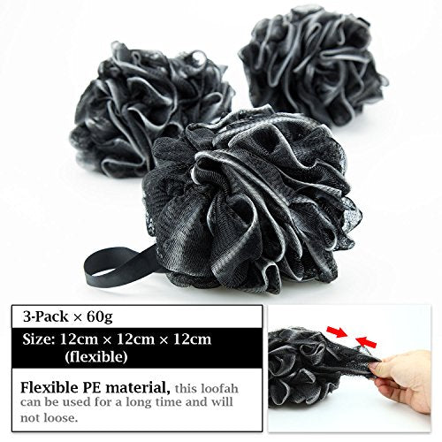 Bath Loofahs Sponge Shower Pouf Body Scrubber Mesh Pouf Bath Sponge 3 Pack