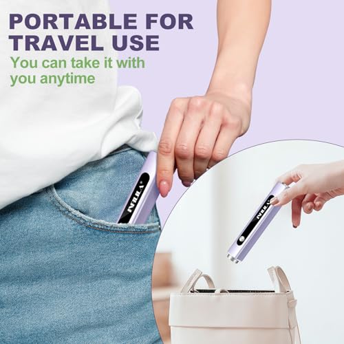 NXJ INFILILA Handheld UV Light for Gel Nails, 3-in-1 Mini Nail Lamp with Magnets＆Nail Stamp Portable Rechargeable Cordless for Home DIY Manicure(Purple)