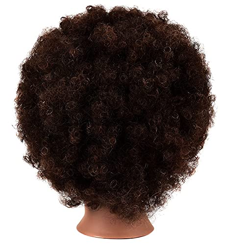 MORRIS 10” Human Hair Training Afro Mannequin Head – Short Curly Hair for Beginners to Practice Braiding, Cutting, Styling – Includes Clamp