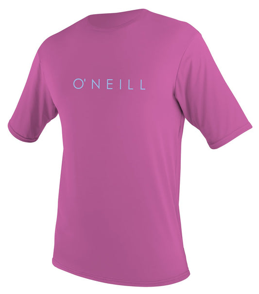 O'Neill Youth Basic Skins UPF 50+ Short Sleeve Sun Shirt, Fox Pink, 12