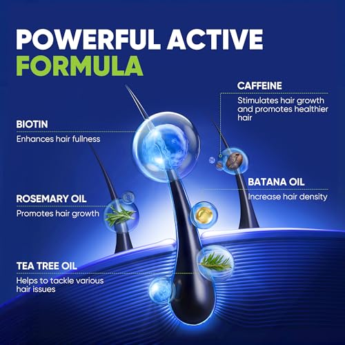 Hair Growth Shampoo for Men - Biotin Thickening Shampoo with Rosemary Tea Tree Oil Caffeine for Hair Loss and Thinning - 13.5 Fl Oz (Pack of 1)