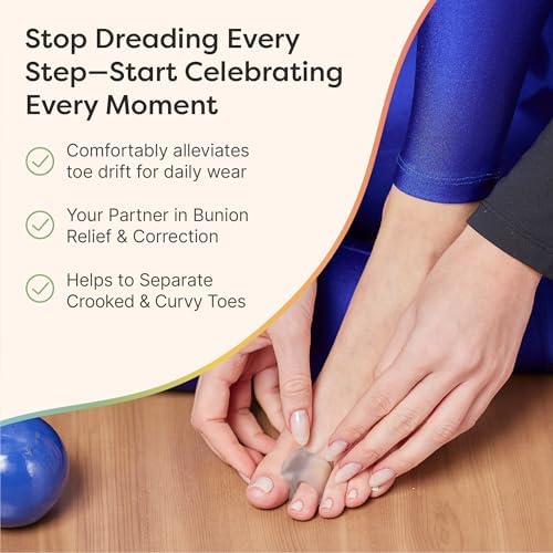 ZenToes Gel Toe Separators for Overlapping Toes, Bunions, Big Toe Alignment, Corrector and Spacer - 4 Pack (Firm Frosted Clear)