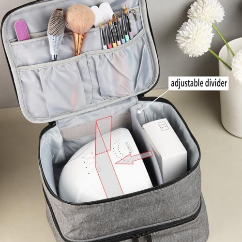 Nail Polish Carrying Case, Portable Nail Polish Organizer Holds 30 Bottles, Nail Polish Holder Case With Removable Sections, Nail Lamp Storage Bag, Storage Organizer for Manicure Set