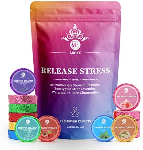 Shower Steamers Aromatherapy for Women or Men, Organic Shower Bombs with Chamomile Rose Lavender Mint Watermelon Eucalyptus Essential Oil, 18-Pack Bath Bombs Birthday Gift