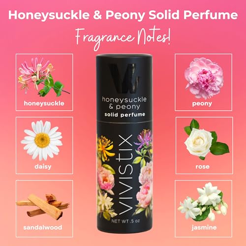 Solid Perfume Stick | Honeysuckle + Peony scent | Portable, clean, fresh, sweet, floral, travel perfume | Made in the USA | No parabens, phthalates, or preservatives