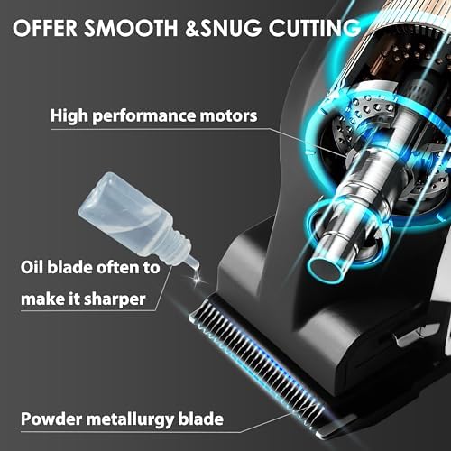 KEMEI 2296 Professional Hair Clippers for Men Cord/Cordless Hair Cutting Kits, Hair & Beard Trimmer, T Blade Barber Clipper with USB Rechargeable, Black