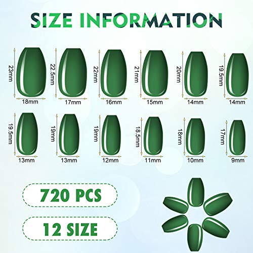 Maitys 720 Pieces 30 Sets Medium Square Press on Nails Glossy Fake Nails Solid Color Artificial Tips Full Cover for Women Girls Ballerina DIY(Classic Colors)