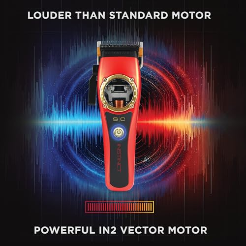 Stylecraft Instinct Professional IN2 Vector Motor Cordless Hair Clipper with Intuitive Torque Control, 3 Modular Lids