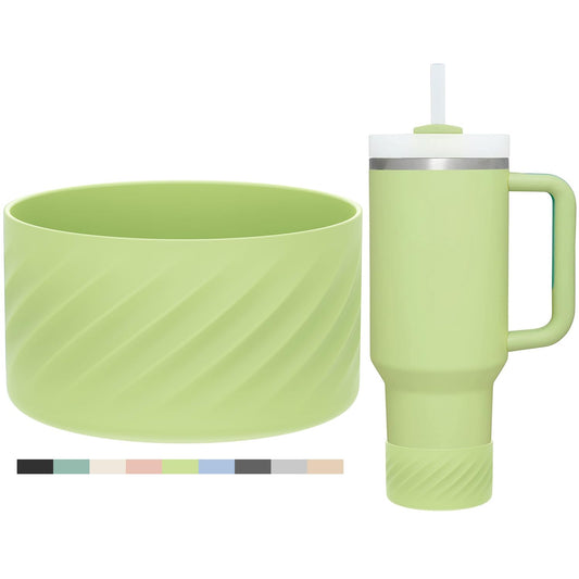 Affute Protective Silicone Boot for Stanley Quencher H2.0 40 oz & IceFlow Flip 20 oz 30 oz and hydroflask 12-24 oz, Anti-Slip Bottle Bottom Sleeve Cover (Citron)