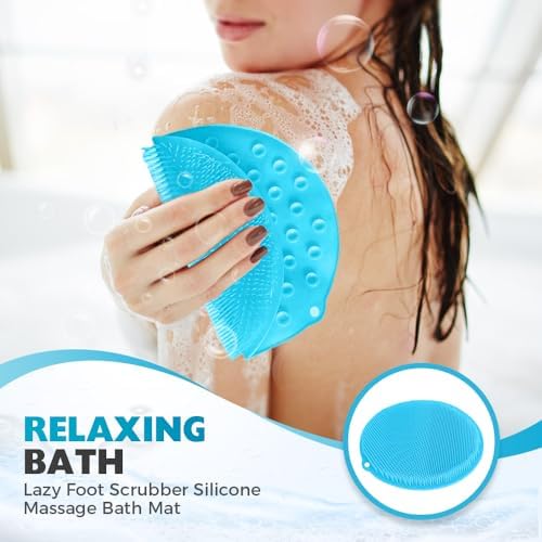 Silicone Shower Foot Scrubber Mat, 2025 New Shower Foot and Back Scrubber Massage Pad with Non-Slip Suction Cups, Wall Mounted Feet Back Cleaning Exfoliating Bath Wash Pad for Men and Women (Purple)