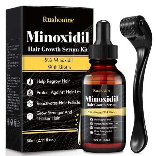 5% Minoxidil Hair Regrowth Oil for Men and Women – Extra Strength Topical Serum for Hair Loss, Promotes Thicker, Healthier Hair and Beard Growth Kit, 2.11 fl.oz