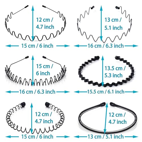 Metal Headbands for Men Fashion Head Band for Women, Wavy Headband Perfect for Outdoor Sports and Daily Use (10 Pack)